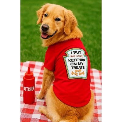 Parisian Pet 'Ketchup Licker' Halloween Dog Costume - Fun Red Outfit For Dogs & Cats 4 Parisian Pet 'Ketchup Licker' Halloween Dog Costume - Fun Red Outfit For Dogs & Cats - Image 4