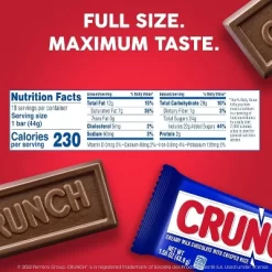 Crunch 16 Pack Full Size Single Chocolate Candy Bar 1.55oz Each Bulk Packaging -Halloween Costume Store GUEST 67d6c49b e0cd 4ba0 a706 e6933d358978