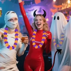 24 Pcs Halloween Leis Hawaiian Leis Necklace Tropical Flower Lei Floral Luau Party Decorations Orange Purple Dance Garland Headbands Photo Booth Photo -Halloween Costume Store GUEST 69bf5ced ecdf 458c 9293 8888c5d7a3f7