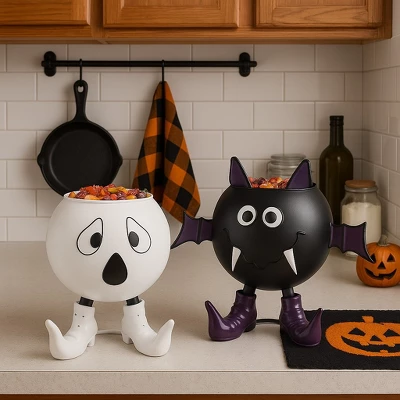 Gallerie II Cute Bat With Fangs Halloween Decorative Trick Or Treat Candy Bowl 2 Gallerie II Cute Bat With Fangs Halloween Decorative Trick Or Treat Candy Bowl - Image 2