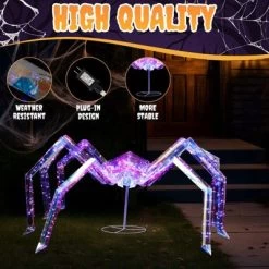 Karl Home 3ft Halloween Lighted Spider With 340 Lights Outdoor Decoration