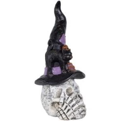 Northlight Skull In Witch Hat With Cat Halloween Decoration - 22.75" -Halloween Costume Store GUEST 70651766 5fcc 4998 b41a db855cb944c2