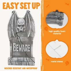 Joyfy 17" Halloween Foam Graveyard Tombstones Decoration For Halloween Prop Cemetery Outdoor, Yard Lawn Decorations, Party Supplies 5 PCS -Halloween Costume Store GUEST 75192caf 2326 415c bd74 2d31eeb90779