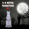 3D Halloween Metal Tombstone -Lady-(Large 17" W Stakes) Durable, Weather Rust Proof, UV Printed-Upgrade Your Halloween House Party Cemetery Lawn Decor
