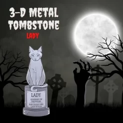 3D Halloween Metal Tombstone -Lady-(Large 17" W Stakes) Durable, Weather Rust Proof, UV Printed-Upgrade Your Halloween House Party Cemetery Lawn Decor