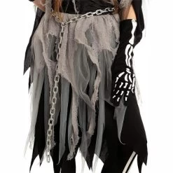 Joyfy Girls' Halloween Grim Reaper Costume Suits, Dress With Gloves And Tights Glow In The Dark, Halloween Costume For Cosplay Dress Up Party, S