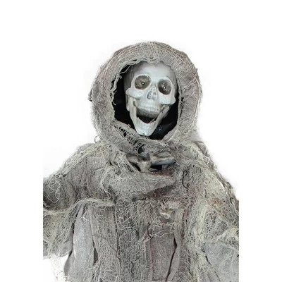 Northlight 36" Prelit Touch Activated Death Reaper Hanging Halloween Decoration - White/Gray 2 Northlight 36" Prelit Touch Activated Death Reaper Hanging Halloween Decoration - White/Gray - Image 2