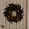 Joyfy Halloween Decorations 13.5in Black Feather Wreath, Party Decor Porch Patio Window Indoor Outdoor Decor, Halloween Wreath Props Party Favors