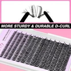 VEYESBEAUTY Ribbon Lash Clusters Eyelash Extensions Thin & Invisible Band Individual DIY False Eyelashes Wispy Lash Tray 8-16mm Mixed Length -Halloween Costume Store GUEST 7cd22b34 3601 459f b4d6 e01fd86b8326