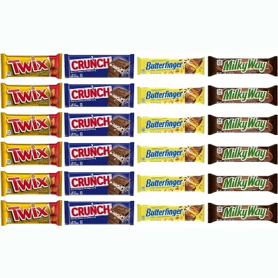 Mars 12/24 Pack Twix, Crunch, Milky Way &Butter Finger Full Size Individually Wrapped Candy Bars Bulk Assortment 4 Mars 12/24 Pack Twix, Crunch, Milky Way &Butter Finger Full Size Individually Wrapped Candy Bars Bulk Assortment - Image 4