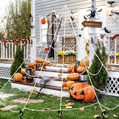 Northlight Giant Outdoor Spider Web Halloween Decoration - 9.8' - White 2 Northlight Giant Outdoor Spider Web Halloween Decoration - 9.8' - White - Image 2
