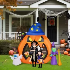 Syemin Decorative Holiday Scene Props 7 Ft Halloween Inflatables Outdoor Decorations Pumpkin Archway Halloween Inflatables, Orange, 94.5"*29.5"*82.8" -Halloween Costume Store GUEST 8336b6ca 2709 4343 aab2 9180bcebe46f