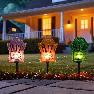 Northlight Lighted R.I.P Tombstone Halloween Outdoor Pathway Markers - 18" - Set Of 3 1 Northlight Lighted R.I.P Tombstone Halloween Outdoor Pathway Markers - 18" - Set Of 3