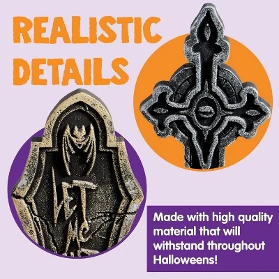 Joyfy 5Pcs 17" Halloween Foam RIP Graveyard Tombstones Decorations, Headstones Graveyard Cemetery Gravestones Prop With 12 Stakes, Yard Lawn Garden 3 Joyfy 5Pcs 17" Halloween Foam RIP Graveyard Tombstones Decorations, Headstones Graveyard Cemetery Gravestones Prop With 12 Stakes, Yard Lawn Garden - Image 3