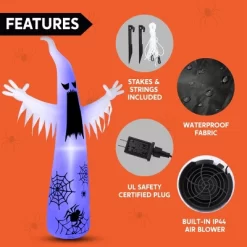 Joyfy 12 FT Halloween Inflatables Outdoor Decorations, Giant Ghost Inflatable With 3-Colored Flashing Flame Light For Halloween Yard Garden Lawn Decor -Halloween Costume Store GUEST 85a3dcaf b7e2 44ef 8b29 be06b8b1e34c