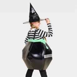 2pc Kids' Halloween Costume And Witch Cauldron Accessory Set - Hyde And EEK! Boutique™ One Size Green/Black