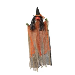 Morris Costumes 27 1/2" Hanging Orange Pumpkinhead Scarecrow With Hat Halloween Decoration