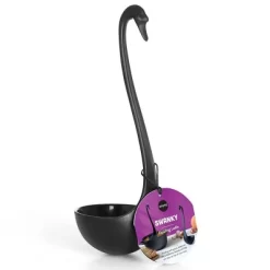 Ototo Swanky Swan Floating Ladle Plastic Soup Spoon Black