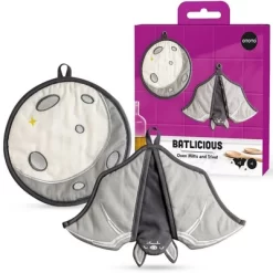 Ototo Batlicious Oven Mitt And Moon Trivet Cotton And Polyester Fabric Kitchen Set Black/Gray