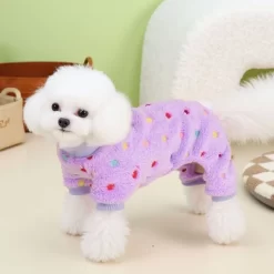 Dog Fuzzy Velvet Pajamas, Dog Winter Clothes For Small Dogs Boy Girl, Pet Jumpsuit, Doggy Apparel, Pink/Gray/Blue/Purple -Halloween Costume Store GUEST 90898496 f92e 4c2d a3c1 9af35016ebf1