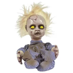 Magic Power Animated Creepy Doll Halloween Decoration - 11 In - White