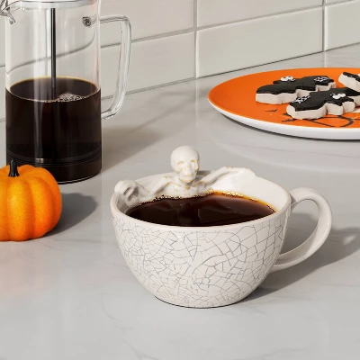 12.5 Fl Oz Stoneware Skeleton In Latte Mug With Crackle - Hyde And EEK! Boutique™ 1 12.5 Fl Oz Stoneware Skeleton In Latte Mug With Crackle - Hyde And EEK! Boutique™