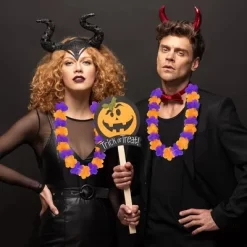 24 Pcs Halloween Leis Hawaiian Leis Necklace Tropical Flower Lei Floral Luau Party Decorations Orange Purple Dance Garland Headbands Photo Booth Photo -Halloween Costume Store GUEST 95a7a1f0 1dbd 4895 a287 97114e525063