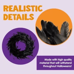 Joyfy Halloween Decorations 13.5in Black Feather Wreath, Party Decor Porch Patio Window Indoor Outdoor Decor, Halloween Wreath Props Party Favors -Halloween Costume Store GUEST 968d417a a12c 4955 a562 8b8f4de4eb4c
