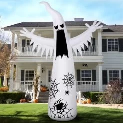 Joyfy 12 FT Halloween Inflatables Outdoor Decorations, Giant Ghost Inflatable With 3-Colored Flashing Flame Light For Halloween Yard Garden Lawn Decor -Halloween Costume Store GUEST 98b0d181 eff7 409b 9aba 7a89e6d506bc