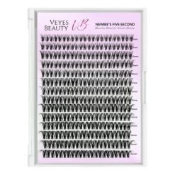 VEYESBEAUTY Ribbon Lash Clusters Eyelash Extensions Thin & Invisible Band Individual DIY False Eyelashes Wispy Lash Tray 8-16mm Mixed Length