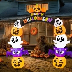 Joyfy 8 FT Halloween Inflatables Outdoor Decoration, Inflatable Pumpkin Archway With Build-in LEDs For Halloween Indoor Outdoor Yard Lawn Decoration -Halloween Costume Store GUEST a2cec414 7465 42f4 894f 14ec81c7dfb0