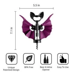 Ototo Vino Bat Corkscrew And Bottle Opener Stainless Steel And Silicone Bar Tool Black/Purple -Halloween Costume Store GUEST a6621a34 290a 41a2 a6ce ea3e4cee9b38