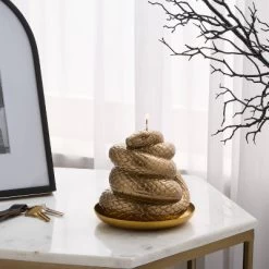 Metallic Gold Coiled Snake Wax Figural Candle - Threshold™