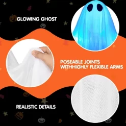 Joyfy Halloween Hanging Ghost Outdoor Decoration, 47” LED Light Hanging Ghost Halloween Hanging Decoration For Indoor Outdoor Party Decor -Halloween Costume Store GUEST a8657a5e 819c 4769 903b a821e0f9598b