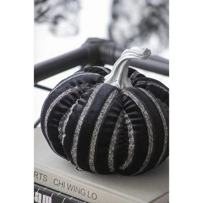 Gulches 7x7x7" Fabric Black Stripe Pumpkin Decor, Halloween Holiday Decor 7 Gulches 7x7x7" Fabric Black Stripe Pumpkin Decor, Halloween Holiday Decor - Image 7