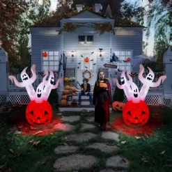 Syemin Decorative Holiday Scene Props 5.9 FT Halloween Inflatable Pumpkin Ghost Outdoor Decor, Blow Up Yard Decor, Multicolored, 31.5"*31.5"*70.9" -Halloween Costume Store GUEST ac21d926 6cf1 4965 aa8b b0ab4fc22410