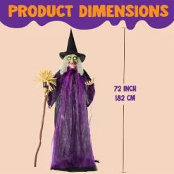 Joyfy 72" Halloween Outdoor Decoration, Animated Life Size Witch With LED Eyes And Creepy Sound For Halloween Haunted House Lawn Yard Garden Decor -Halloween Costume Store GUEST ace74b38 0646 4b6c 8c28 86e65f8de5c2