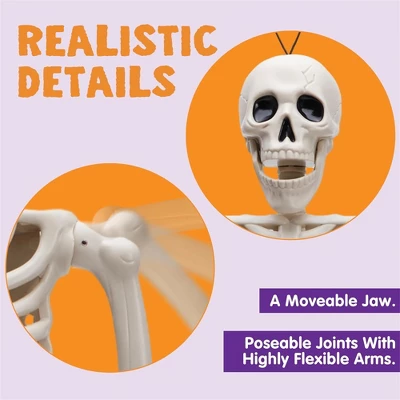 Joyfy 1/2 PCS 24" Posable Skeleton Halloween Decorative Props For Indoor/Outdoor Halloween Decorations, Graveyard Haunted House Spooky Scene Party 2 Joyfy 1/2 PCS 24" Posable Skeleton Halloween Decorative Props For Indoor/Outdoor Halloween Decorations, Graveyard Haunted House Spooky Scene Party - Image 2