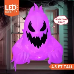 Joyfy 4.5 FT Tall Halloween Inflatable Outdoor Decoration, Inflatable Scary Ghost With Rotating LED For Halloween Window Yard Lawn Outdoor Decoration