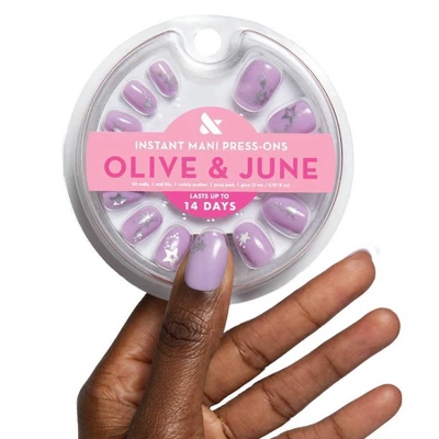 Olive & June Press-On Fake Nails - XS Round - Lavender Iridescent Stars - 42ct 2 Olive & June Press-On Fake Nails - XS Round - Lavender Iridescent Stars - 42ct - Image 2