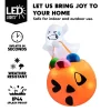 Joyfy 5 FT Halloween Inflatables Outdoor Decorations, Inflatable Cute Ghost Lift Pumpkin Candy Bag With LEDs For Halloween Yard Garden Lawn Decoration