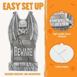 Joyfy 5pcs 17" Halloween Foam Tombstones Decoration, Halloween Graveyard Headstone Prop Cemetery Decoration With 12 Metal Stakes, Outdoor Yard Lawn -Halloween Costume Store GUEST b3b9567f a5d6 4963 bc98 357a1c73d34a