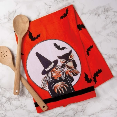 Primitives By Kathy 5.5 Inch Halloween Witch & Owl Halloween Hand Towel , Super Absorbent Halloween Decor Halloween 100 Cotton Kitchen (1PC) 2 Primitives By Kathy 5.5 Inch Halloween Witch & Owl Halloween Hand Towel , Super Absorbent Halloween Decor Halloween 100 Cotton Kitchen (1PC) - Image 2