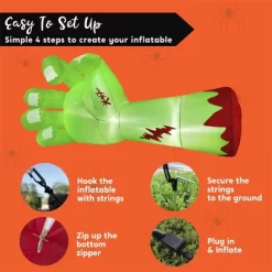 Joyfy 9 FT Long Halloween Inflatables Outdoor Decoration, Giant Zombie Arm Inflatable With Built-in LEDs For Halloween Yard Lawn Garden Decoration -Halloween Costume Store GUEST b6140712 611d 4564 8d0d 9ddd0aa61b5f