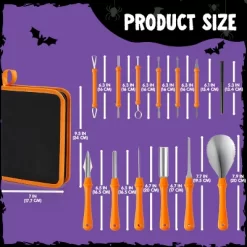 Joyfy 12 Pcs Halloween Pumpkin Carving Kit With Handbag, 12 Stainless Steel Double-sided Sculpting Tools For DIY Kids Party Decor Craft Supplies -Halloween Costume Store GUEST b63be332 c1bd 459a b019 1c0d624b0312