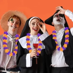 24 Pcs Halloween Leis Hawaiian Leis Necklace Tropical Flower Lei Floral Luau Party Decorations Orange Purple Dance Garland Headbands Photo Booth Photo -Halloween Costume Store GUEST b8f67fd7 4b8b 4619 9afe bcfaea0cd88f