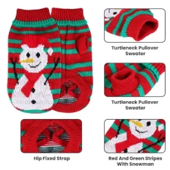 IMountek Pet Christmas Turtleneck Sweater Snowman Stripes Costume For Small Medium Kitten Puppy Cats Dogs Furball -Halloween Costume Store GUEST bde8950e d9aa 4b1e 89ba 349150fdc070
