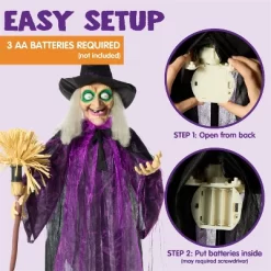 Joyfy 72" Halloween Outdoor Decoration, Animated Life Size Witch With LED Eyes And Creepy Sound For Halloween Haunted House Lawn Yard Garden Decor -Halloween Costume Store GUEST c1db3eae bb43 4c4c 820e 09273e714e46