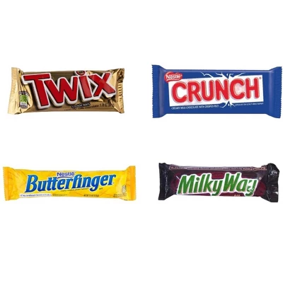 Mars 12/24 Pack Twix, Crunch, Milky Way &Butter Finger Full Size Individually Wrapped Candy Bars Bulk Assortment 1 Mars 12/24 Pack Twix, Crunch, Milky Way &Butter Finger Full Size Individually Wrapped Candy Bars Bulk Assortment