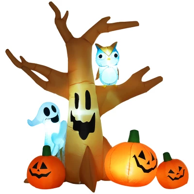 Hachikiko 7.5' Tall Halloween Inflatable Haunted Tree Outdoor Decor, Spooky Ghost, Owl & Pumpkins, Blow Up Yard Decoration 2 Hachikiko 7.5' Tall Halloween Inflatable Haunted Tree Outdoor Decor, Spooky Ghost, Owl & Pumpkins, Blow Up Yard Decoration - Image 2